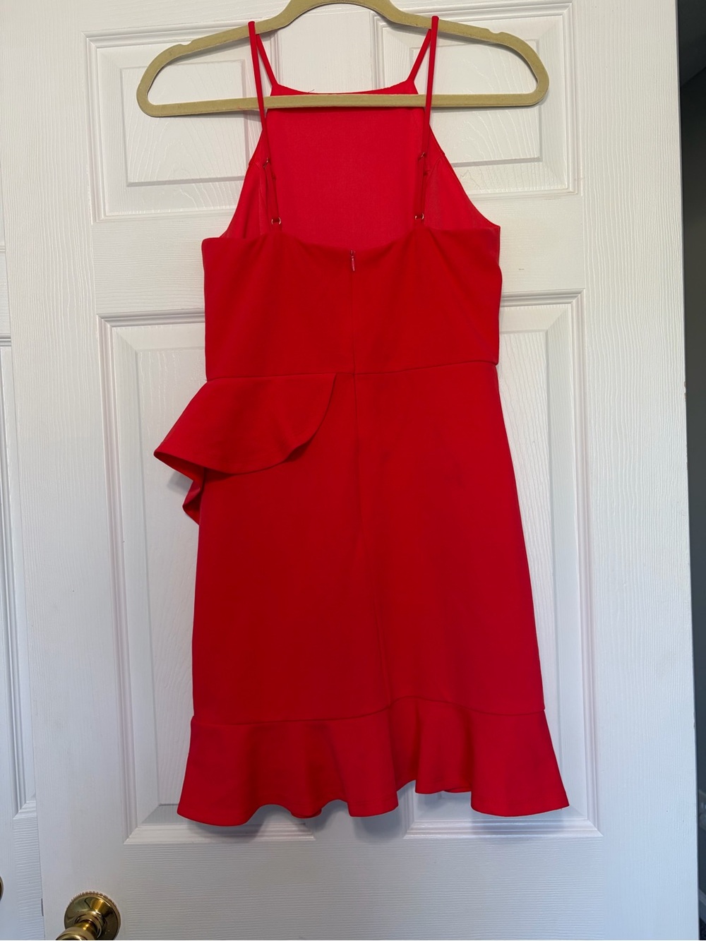 Lulu's Bright Red Ruffle Halter Mini Dress - Picture 2 of 8